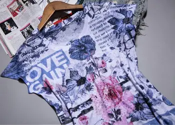 Karšto gręžimo rose spausdinti marškinėliai moterims topai vasaros 2020 nauja siunta Plius dydis 4XL trumpas rankovės o-neck tee