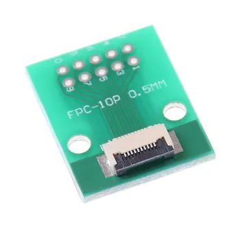Karšto！FPC FFC Kabelis 10PIN 0,5 mm žingsnio Jungtis SMT Adapterio 2.54 mm 1.00 colių pikis per skylę CINKAVIMAS PCB Lenta naujas