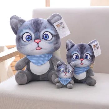 Katės Pliušiniai Žaislai Mielas Minkštas 3D Realaus Gyvenimo Įdaryti Lėlės Sofa-lova, Pagalvė Pagalvėlės Kryžiaus Akimis Cat Dolls Vaikų Dovanų