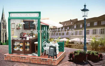 Kavos parduotuvė miniatiūrų parduotuvė lėlių namelis medinis lėlių namas Medinis Pastatas, Modelis Modelis Baldai Gimtadienio Dovanos z005