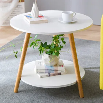 Kavos staliukas lovos, sofa pusėje stalo paprastas nedidelis apvalus stalas mažas žurnalinis staliukas, paprasta kampe kelis Nordic small lentelė