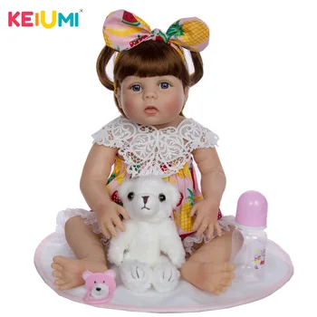 KEIUMI 55cm Realus Dydis Reborn Baby Doll viso Kūno Silikono Lėlės Realus Kūdikių Lėlės Gyvas Naujagimis Lėlės, Žaislai Mergaitėms, Dovanos