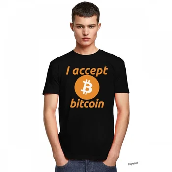 Kietas sutinku Bitcoin Marškinėliai vyriški O-kaklo, Trumpas Rankovėmis Cryptocurrency Spausdinti Marškinėlius Grynos Medvilnės Streetwear Blockchain Tee Viršūnės