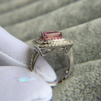 Kietasis 18K Aukso 2c rožinė Moissanite Deimantų Žiedas D spalva VVS Su nacionalinės sertifikatą 001
