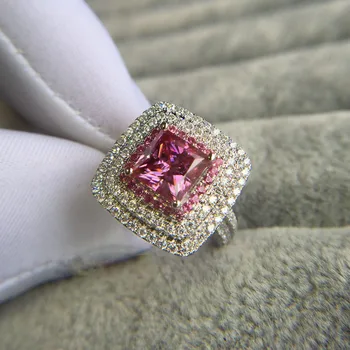 Kietasis 18K Aukso 2c rožinė Moissanite Deimantų Žiedas D spalva VVS Su nacionalinės sertifikatą 001