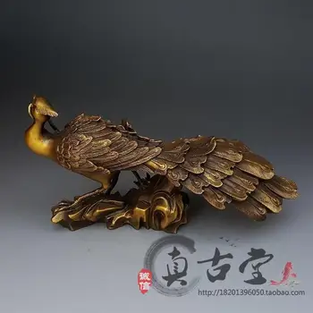 Kinijos Antikos Imitacija, Senų Rankų Darbas Varis Žalvaris Drožyba Tikroviška Povas Statula Fengshui Namų Puošybai