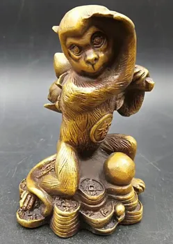 Kinijos archaize Žalvario dvylika Zodiako Turto beždžionė Statula