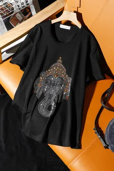 Korėjiečių drabužius Vasarą Dramblys Deimantų T-marškinėliai Moterims Ropa Mujer Gręžimo Streetwear korėjos Marškinėlius Seksualus Prarasti Viršūnes Tees T189