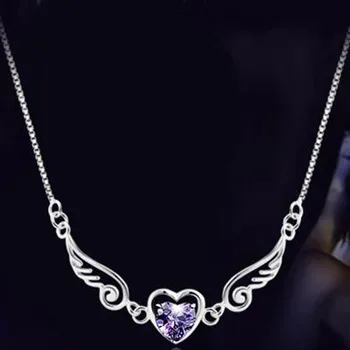 Korėjos versija angelas sparnų širdies formos kristalų pakabukas karoliai Valentino Dienos dovana, juvelyriniai dirbiniai didmeninė