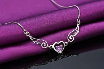 Korėjos versija angelas sparnų širdies formos kristalų pakabukas karoliai Valentino Dienos dovana, juvelyriniai dirbiniai didmeninė