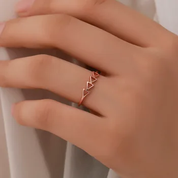Korėjos versija, naujas paprastas keturių trikampis žiedas moterų mados geometrinis tuščiaviduriai ponios atidaryti vieno žiedo didmeninės