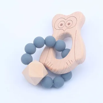 Kūdikių Mediniai + silikono Teether Nėrimo Kramtyti Karoliukai Kramtyti Žaislas Teether Montessori Apyrankės Apyrankės