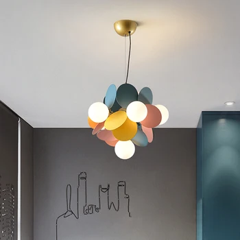 Kūrybingas Vaikų kambarys lempa sietynas miegamasis spalvinga šviestuvo šviesos modernus minimalistinio macarons kambario apšvietimo blizgus