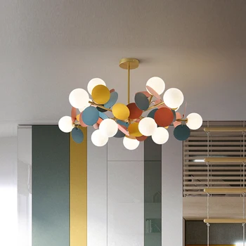 Kūrybingas Vaikų kambarys lempa sietynas miegamasis spalvinga šviestuvo šviesos modernus minimalistinio macarons kambario apšvietimo blizgus