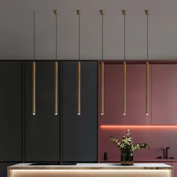 Kūrybos aukso ir bronzos stick dizaino virtuvės restoranas baras haning lempos Šiaurės loft cilindro paprasta ilgio šviestuvai