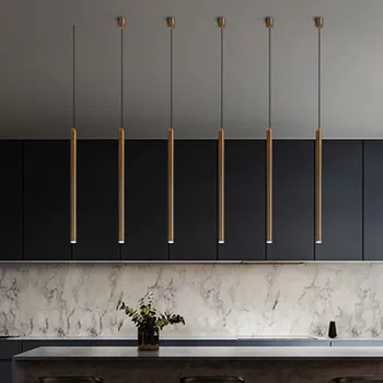 Kūrybos aukso ir bronzos stick dizaino virtuvės restoranas baras haning lempos Šiaurės loft cilindro paprasta ilgio šviestuvai