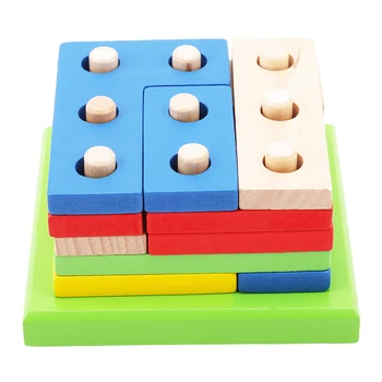 Kūrybos Mediniai Blokai Sumontuoti Vaikams Žaislas Spalvingas Geometrines Figūras Blokai Intelektinės Žaislas Vaikams, Dovana