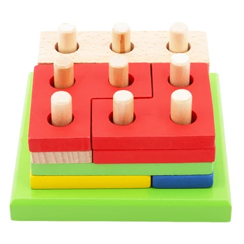 Kūrybos Mediniai Blokai Sumontuoti Vaikams Žaislas Spalvingas Geometrines Figūras Blokai Intelektinės Žaislas Vaikams, Dovana