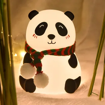 Kūrybos Panda Spalvinga Naktį Šviesos Išskleidimo Gyvūnų Silikono Lempa Namų Miegamojo Lovos Atmosfera Žibintai USB Charge