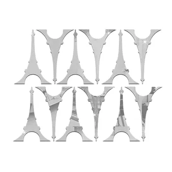 Kūrybos Veidrodis Lipdukai, Eifelio Bokšto Modelis 12pcs Akrilo Dailės Freskos Deacal Lipni Dekoro Miegamųjų Namo Sienos Lipdukas