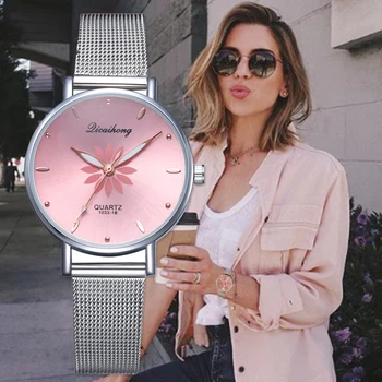 Laikrodžiai Moterims Prabangus Sidabro Populiarus Pink Ryšys Gėlės Metalo Ponios Apyrankę Kvarcinis Laikrodis Ponios Riešo Žiūrėti Naujas Laikrodis