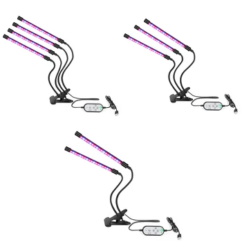 LED Augti Žiburiai Tri Galvos Augalų Lempos Lemputes Clip-Ant Stalo Aukščio Spektro Gooseneck Pritemdomi LED Grow Light Kambarinių Augalų