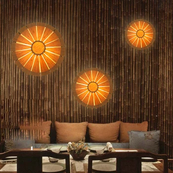 Led e27 Pietryčių Azijos Geležies Bambuko rankų darbas LED Lempos, LED Šviesos Siena lempos, Sienų apšvietimo Sienos Sconce, Parduotuvės Fojė, Miegamojo
