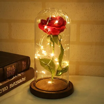 LED Grožio Rožių ir Žvėris Baterija Raudona Gėlė, Styginių Šviesos Stalo Lempos Romantiška Valentino Dienos, Gimtadienio Dovana Apdaila