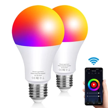 LED Lempos, Wifi Smart Wireless Bluetooth Nuotolinio RGB Pritemdomi 10W nameliuose Keičiant Lemputę Naktį Lemputė E27 B22 Spalvinga LED Lemputės