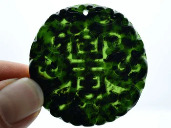 LETSFUN Fine Jewelry Kinijos Gamtos Jade Nefritas Drožyba Black Jade Pakabukas Double Dragon Nemokamas Pristatymas