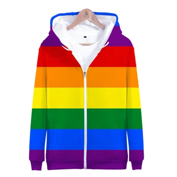 LGBT 3D Hoodie Gėjų, Lesbiečių Meilė Vaivorykštė Dizaino Užtrauktukas hoodies palaidinukė Moterų, Vyrų, Naują Atvykimo populiarus Gobtuvu Streetwear paltai
