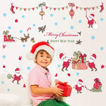 Linksmų Kalėdų Lipdukai Kalėdų Senelio Elnių Kalėdų Medžio Frozens Snaigės Sienos Langą Lipdukai Dekoratyviniai Navidad 
