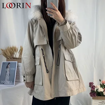 LORIN Gamyklos tiesioginio pardavimo Moteris, kailiniai Paltai Moterų Žiemos Ekstremalių Šiltas mados Lady Triušio Kailio plaukų ir fox plaukų kailis
