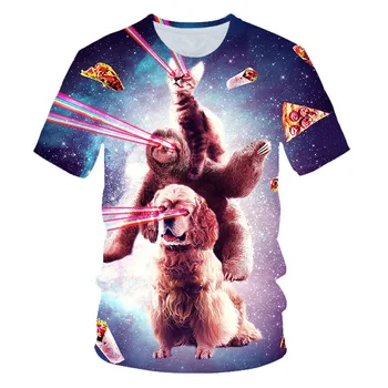 Mados 2021 Naujas Cool T-shirt berniukų/mergaičių 3d marškinėliai Spausdinimo dvi katės trumpomis Rankovėmis Vasaros Viršūnes Tees marškinėliai vaikams 4-14T