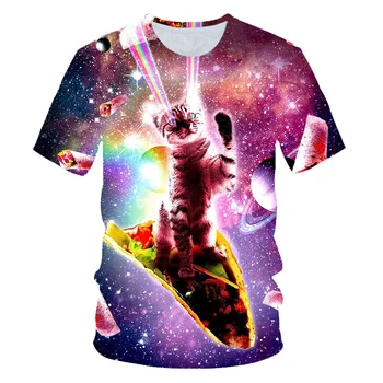 Mados 2021 Naujas Cool T-shirt berniukų/mergaičių 3d marškinėliai Spausdinimo dvi katės trumpomis Rankovėmis Vasaros Viršūnes Tees marškinėliai vaikams 4-14T