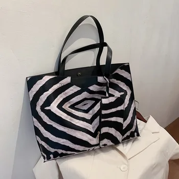 Mados Prekės ženklo Dizaineris Zebra Modelio Spausdinimo Pečių Krepšiai, Moterų, Prabangos Rankinės Moterims, Krepšiai Dizainerio Mados Moterų Tote