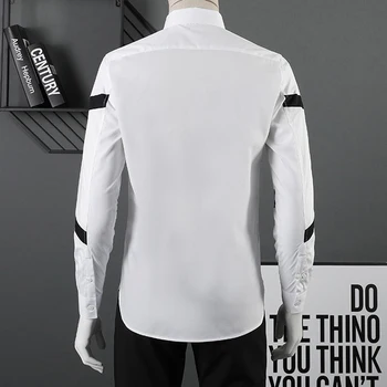 Mados Siūlėmis vyriški ilgomis rankovėmis marškinėliai Classic Juoda Balta Simetrijos Verslo vyras suknelė Marškiniai Plius dydis 2XL 3XL 4XL Camisas
