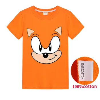Mados Sonic The Hedgehog Berniukų Drabužius, Animacinių Filmų Stiliaus Mergaičių Vasaros Viršūnes, T-Marškinėliai Trumpomis Rankovėmis Marškiniai Medvilnė Vaikai Roupas Camisetas