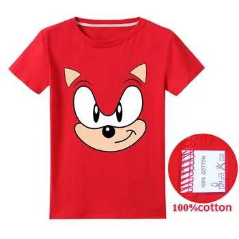 Mados Sonic The Hedgehog Berniukų Drabužius, Animacinių Filmų Stiliaus Mergaičių Vasaros Viršūnes, T-Marškinėliai Trumpomis Rankovėmis Marškiniai Medvilnė Vaikai Roupas Camisetas