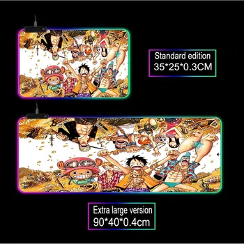 Mairuige Juodas RGB Spalvinga Žėrintis Mouse Pad Lock Krašto Anime One Piece Papuošalai vartotojo Kompiuterio Stalas Kilimėlis neslidus už Csgo Xxl