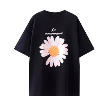 Mažai Daisy T-shirt Vasaros Nauji trumparankoviai marškinėliai Moterų Prarasti Didelis Dydis Atspausdinta Marškinėliai Baltos Viršų