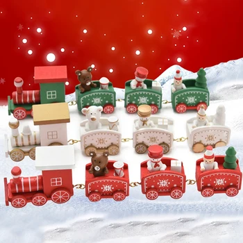 Medinių Kalėdų Traukinys Ornamentu Kalėdinė Dekoracija Namuose Kalėdų Senelis Dovanų, Žaislų, Amatų Lentelė Deco Naujųjų Metų