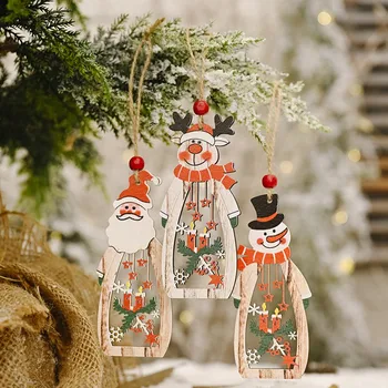 Medinių Snaigės Žvakė Tuščiaviduriai Kalėdų Senelis, Kalėdų Eglučių Papuošalai Vyno Butelio Formos Kalėdos, Kalėdos, Pakabukas