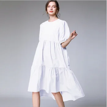 Medvilnės Suknelė Moterims Vasaros Plius Dydis 2020 Atsitiktinis Lady Mados Balta Juoda Negabaritinių Paplūdimio Suknelės Moteriška Suknelė 4XL