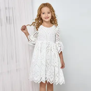 Mergaitės Baltos spalvos Nėrinių Krikšto Suknelė Princesė Pavasario Drabužių Vaikams, nėriniai kamuolys chalatai vaikų Rudens Aprangos Drabužių