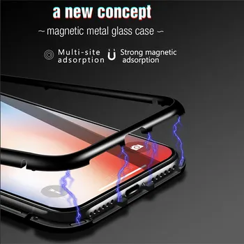 Metalo Magnetinių telefono dėklas ant Samsung Galaxy A50 Grūdintas Stiklas Atvejais Dangtelis, skirtas 