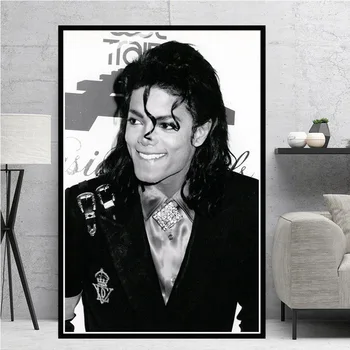 Michael Jackson Plakatas ir Spausdina Klasikinio Šokėja, Dainininkė, Portretas, Drobė, Tapyba Juodos ir Baltos Sienos Meno Nuotraukas Frameless