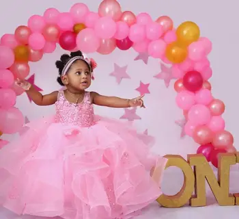 Mielas Blizgančių Tiulio Baby Girl Pirmojo Gimtadienio Suknelė Aplikacijos Perlai Organza, Vaikams, Drabužiai Kūdikiams, Mergaitėms Suknelės