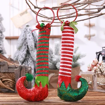 Mielas Raudona Ir Žalia ilgakojis Elf Batai Pakabukas Kalėdų Lėlės Dovana Apdailos Elf kojos Kalėdų Eglutė Kalėdų Dekoracija Namuose