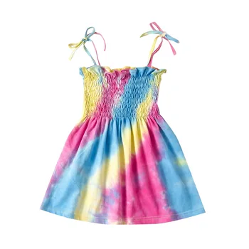 Mielas Vaivorykštė Mergaitės 2020 Naujas Vasaros Vaikai Grynos Medvilnės Suknelė Kūdikių Mergaičių Camisole Suknelės Vaikams, vaikiška vaikas kostiumas